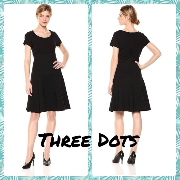 Three Dots Women's A-line Ponte S/S Seamed Dress - Picture 1 of 12